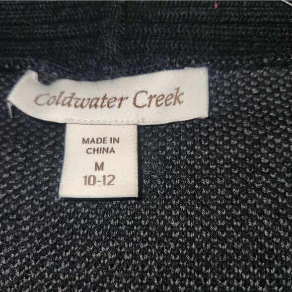 ColdwaterCreek M 10-12 WoolBlend KnittedBlackGray LngSlvButtons Women’s Cardigan - Picture 2 of 5